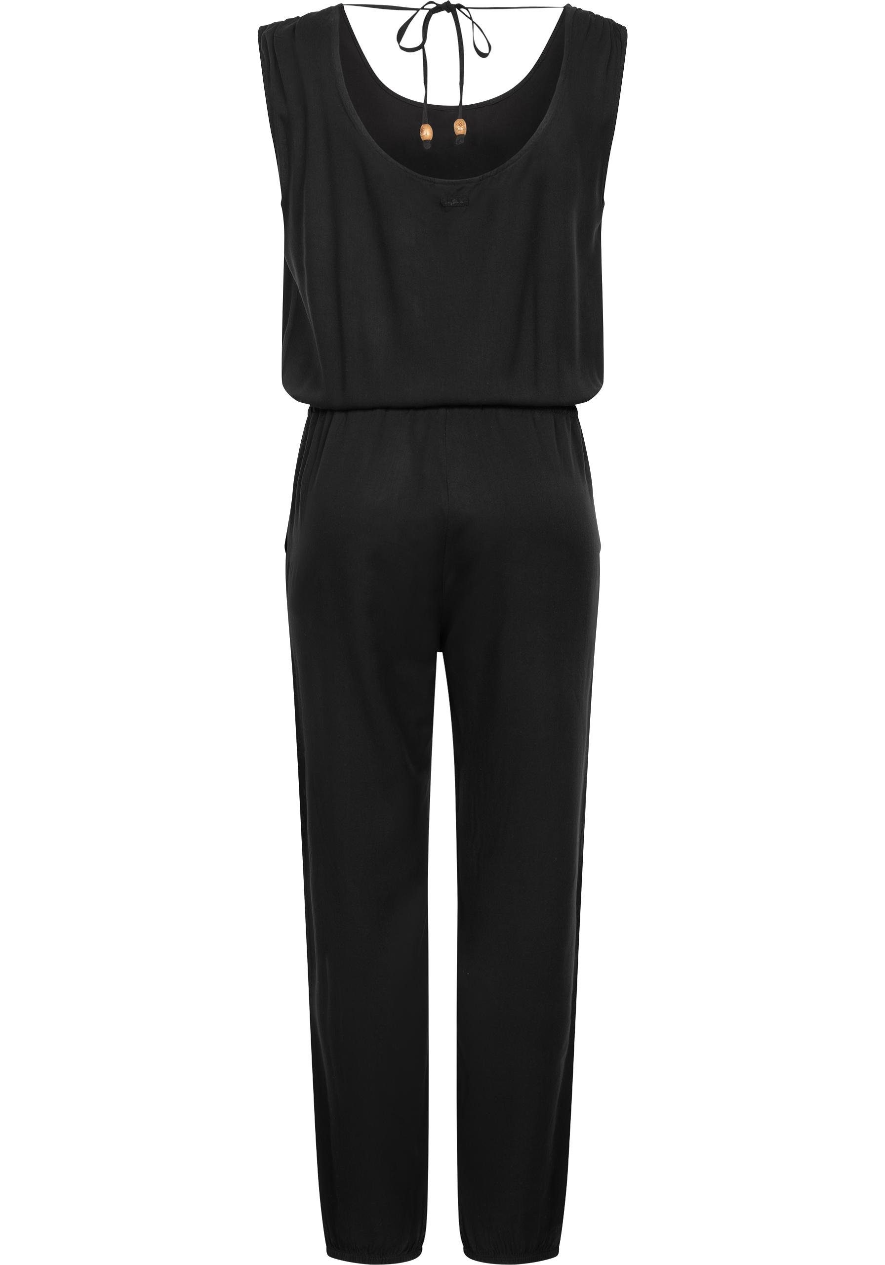 black langer Jumpsuit Bindeband Noveel mit Ragwear Overall schicker, Damen