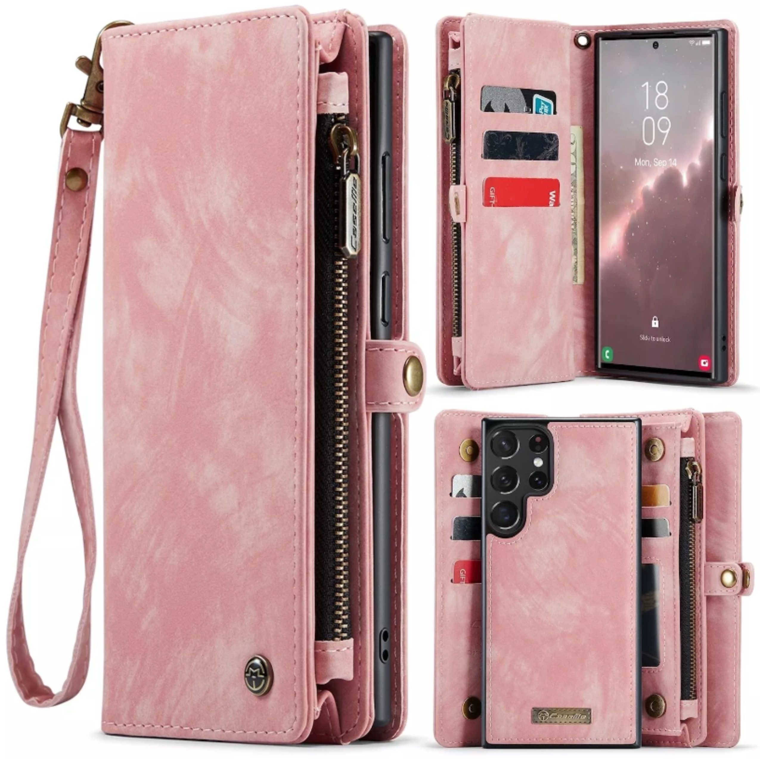 CaseMe Handyhülle Caseme Samsung Hülle mit Zipper 2in1