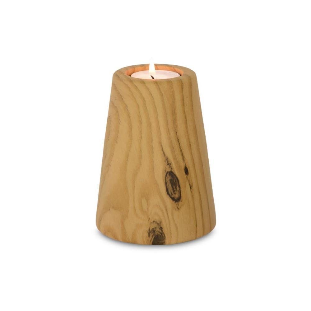 & Holzdesign / 12,3 cm, Teelichthalter aus RIFFELMACHER WEINBERGER Kerzenhalter, Holzoptik x Porzellan Keramik, 9,3 Hellbraun,