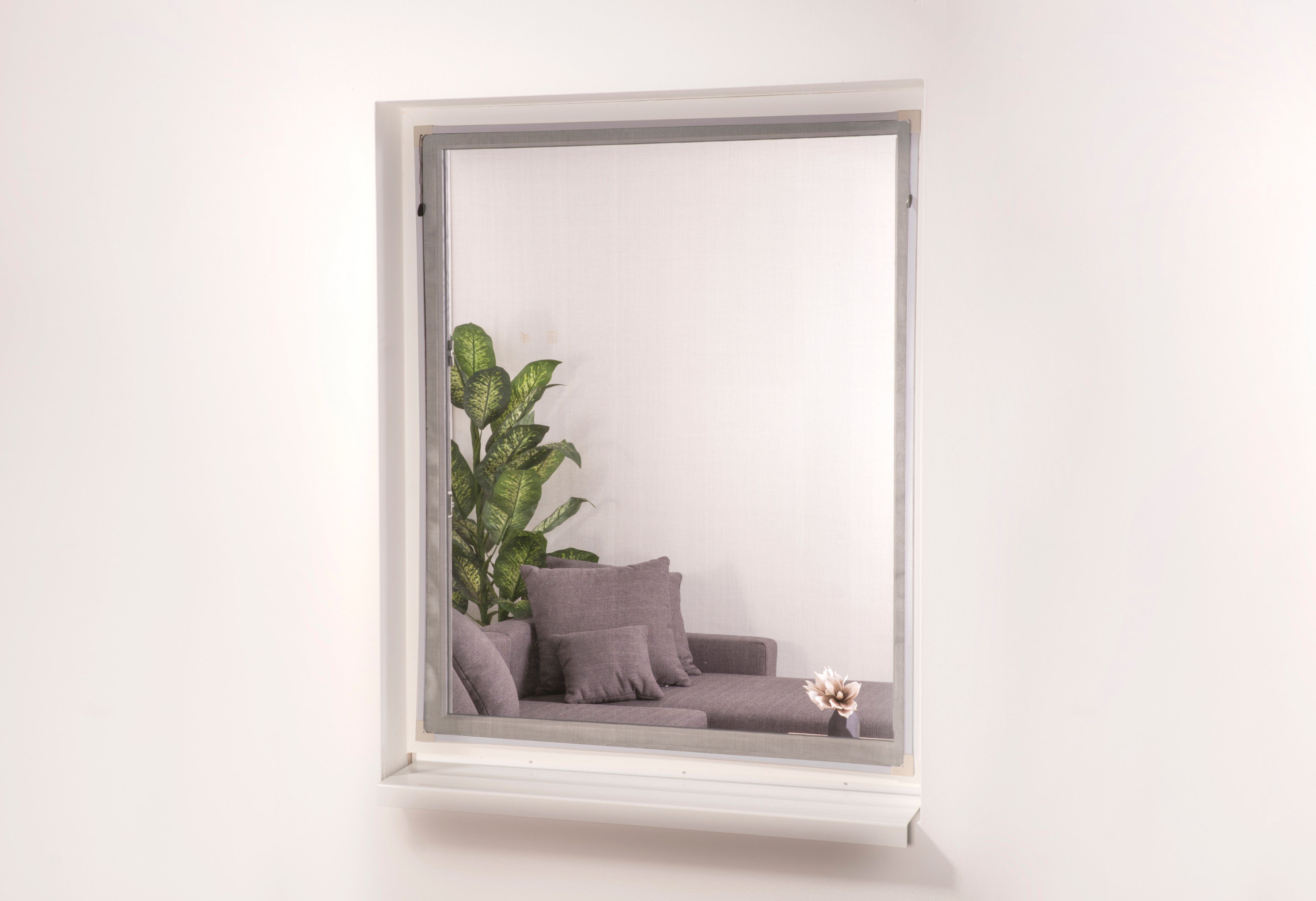 hecht international Insektenschutz-Fensterrahmen EASY, weiß/anthrazit, BxH: 130x150 cm