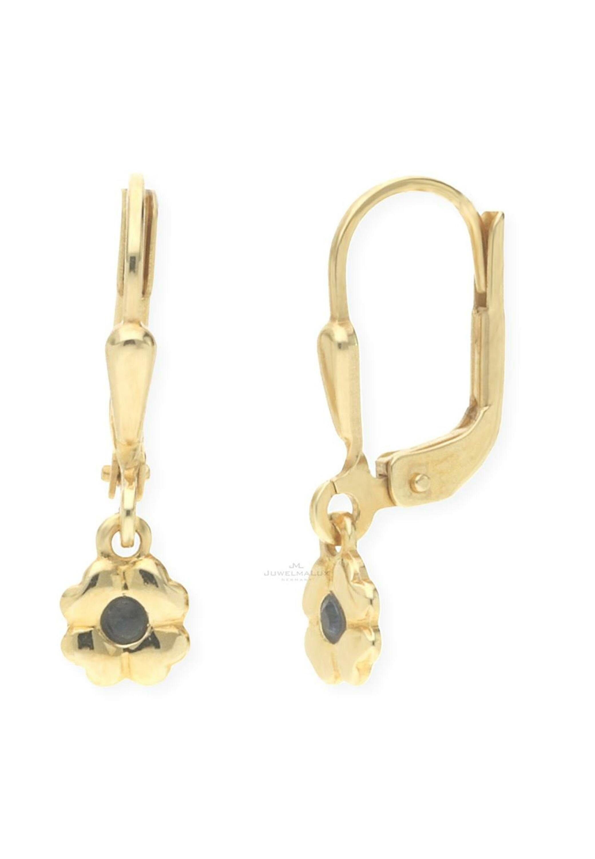 JuwelmaLux Paar Ohrhänger Blumen Ohrhänger 33/000 8 Karat Gold mit Saphir