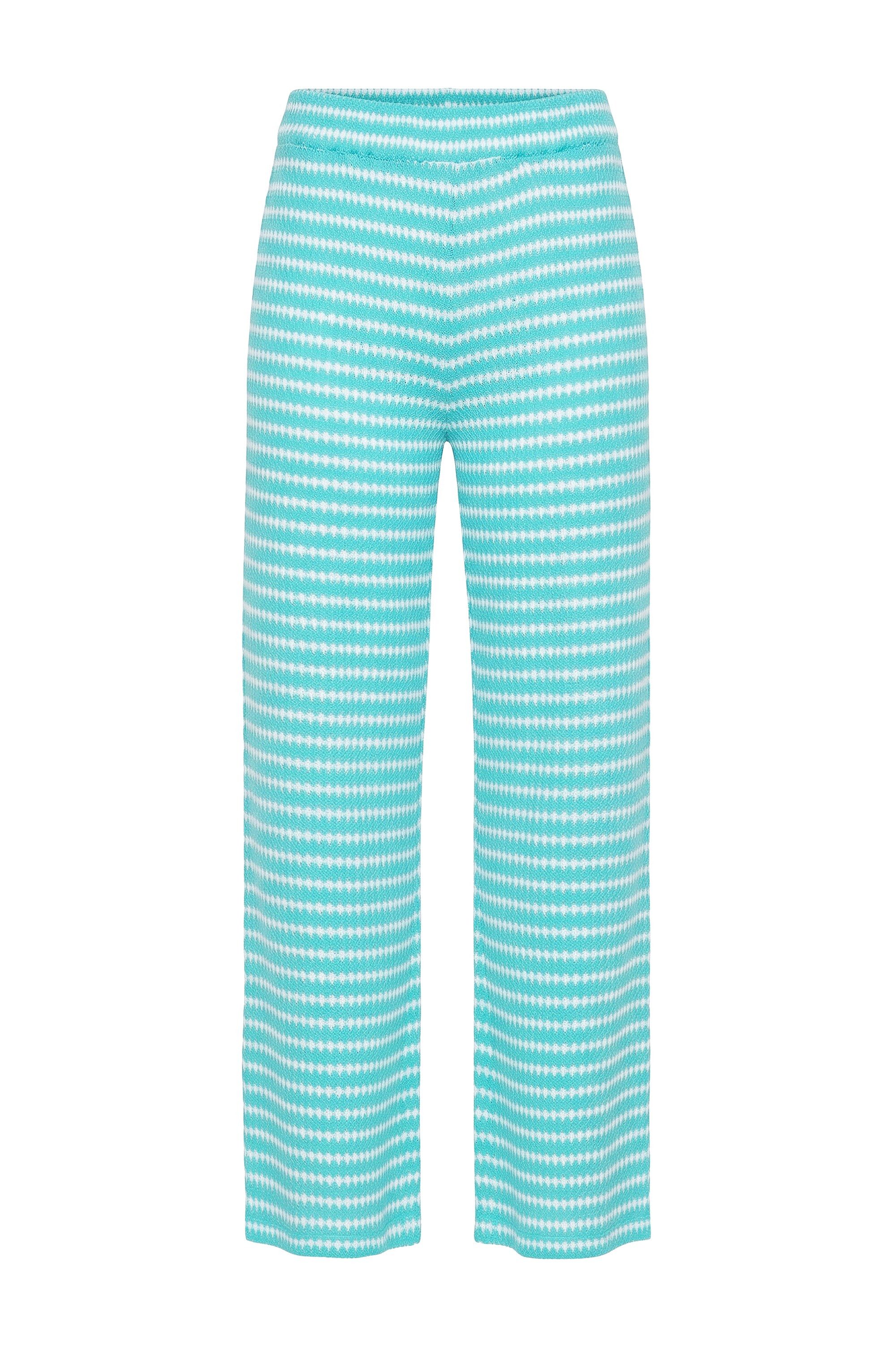 Studio Untold Schlupfhose Hose Wide Legs Struktur Muster Elastikbund