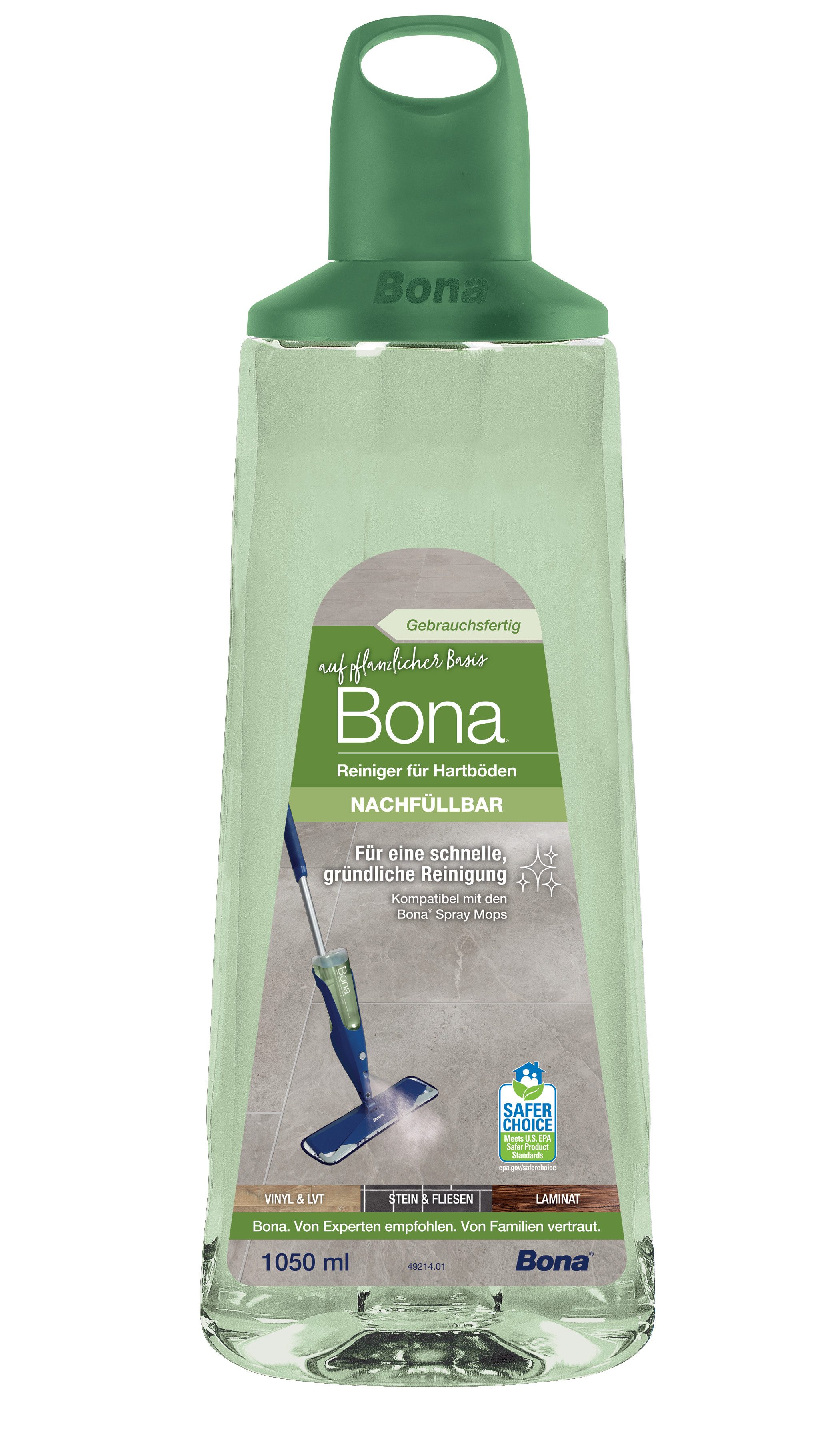 Bona Stein-, Fliesen- & Laminatreiniger Kartusche 1050 ml Premium Spray Mop Fussbodenreiniger (1-St. für alle Hartböden geeignet)