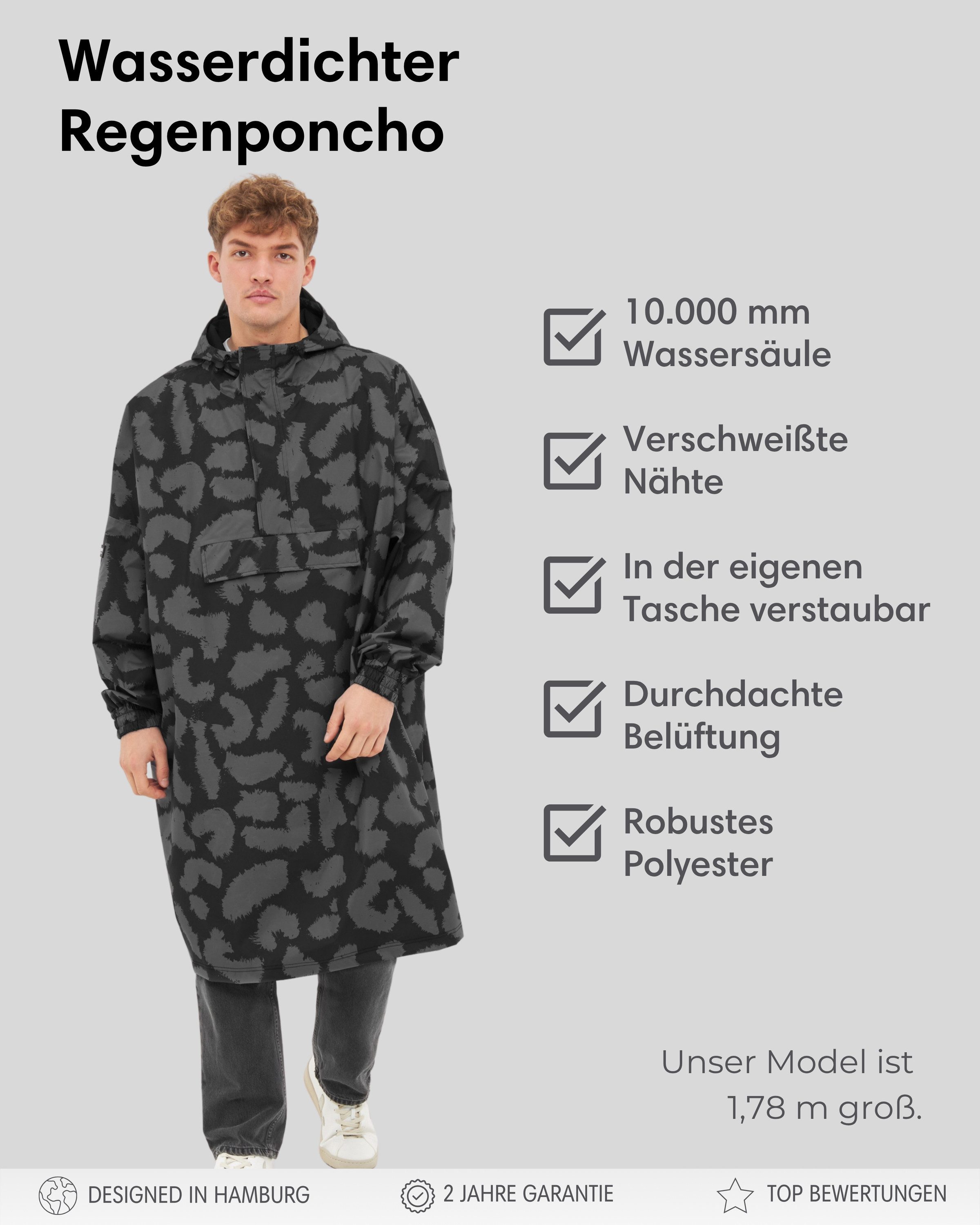 LARKSON Regenponcho Lykke Regenponcho, Wassersäule 10.000 mm (1-St) Wasserdichtes Regencape mit verschweißten Nähten – Bild 2 von 5