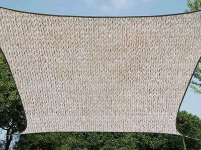 PEREL Sonnensegel, quadratisch 3,6 bis 5x5 m wasserdurchlässig für Terrasse Balkon & Garten, Sonnenschutz-Segel