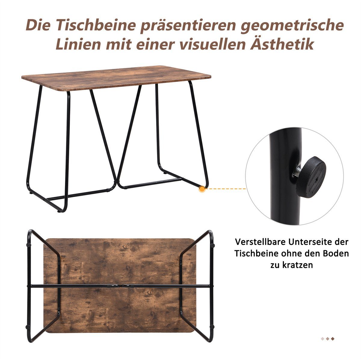 Esstischgarnitur-Set, Esstisch Tischplatte Set,5-teilig Rechteckige mit 105 Stühlen Stuhl und Esszimmerstuhl cm 4 XDeer Moderne Esstisch