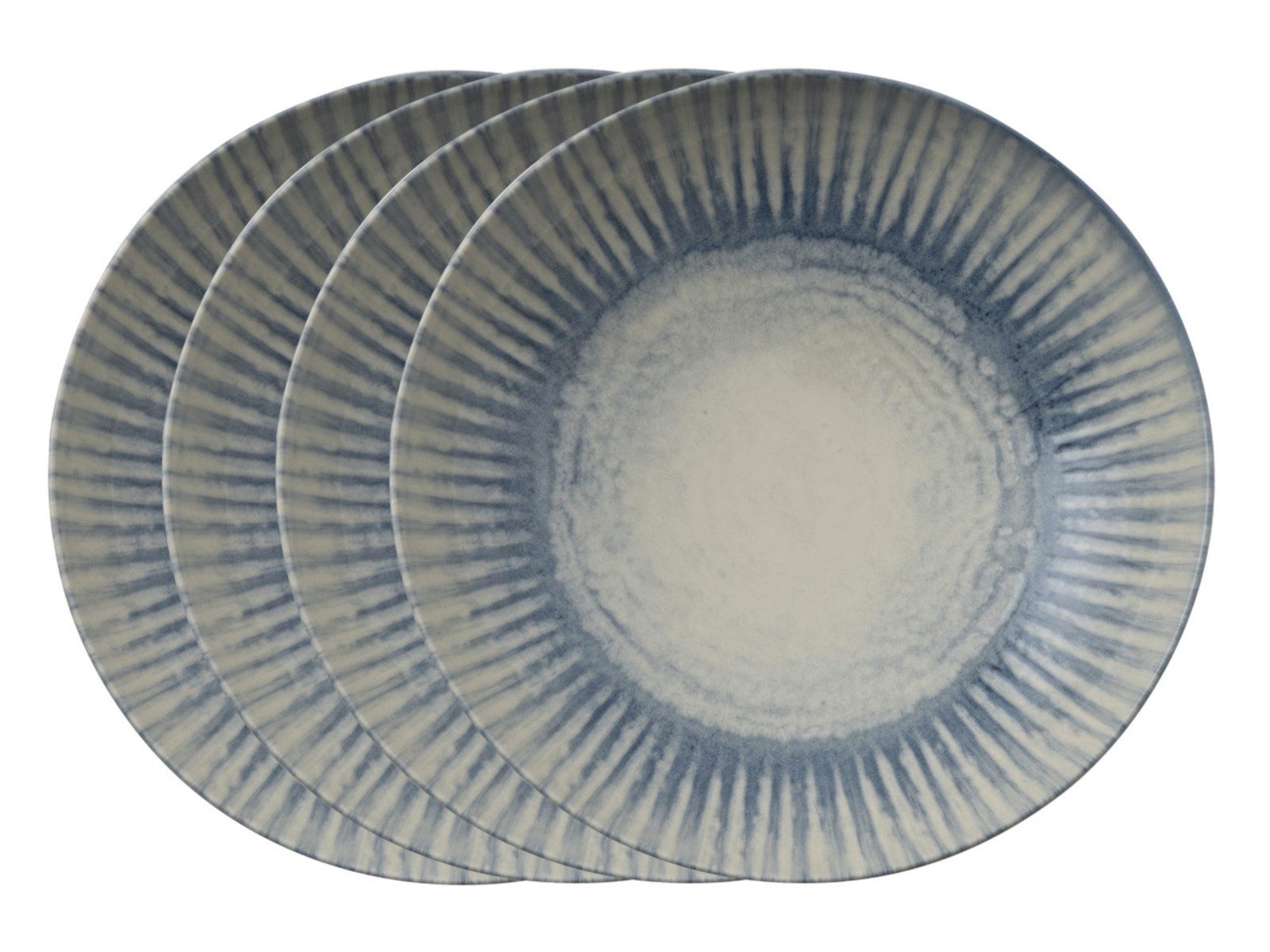 Rosenthal Teller-Set Arthur Krupp Stoneware Sunlight Blue Pizzateller 32cm Set4, Steinzeug