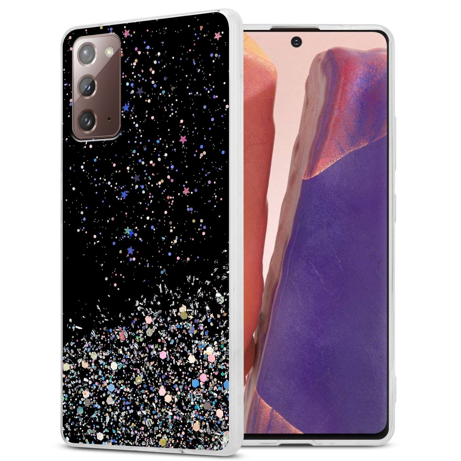 Cadorabo Handyhülle für Samsung Galaxy NOTE 20 Hülle Samsung Galaxy NOTE 20, Flexible TPU Silikon Handy Schutzhülle - Hülle - mit Glitzer