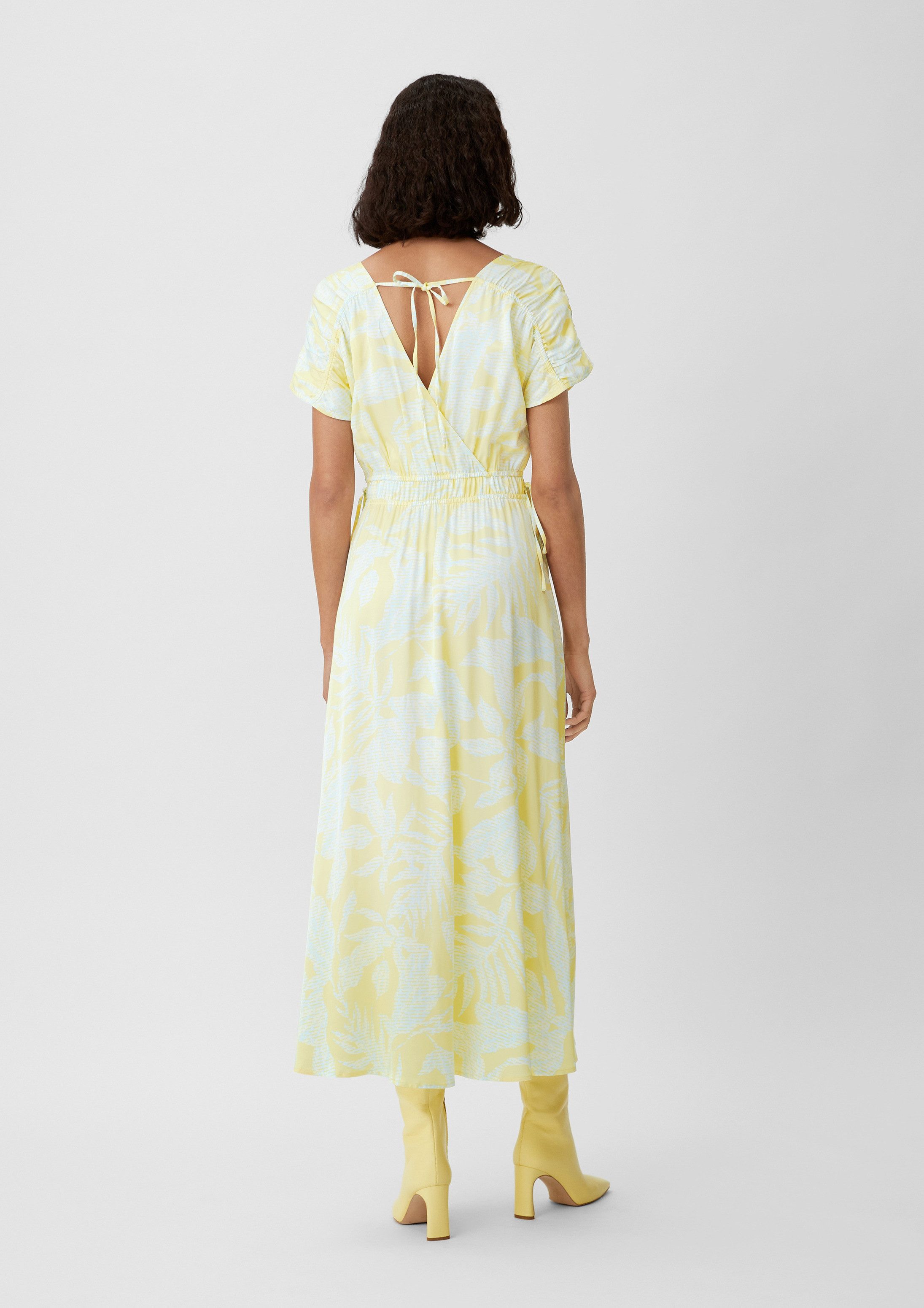 comma Maxikleid Kleid Satinkleid mit Raffung