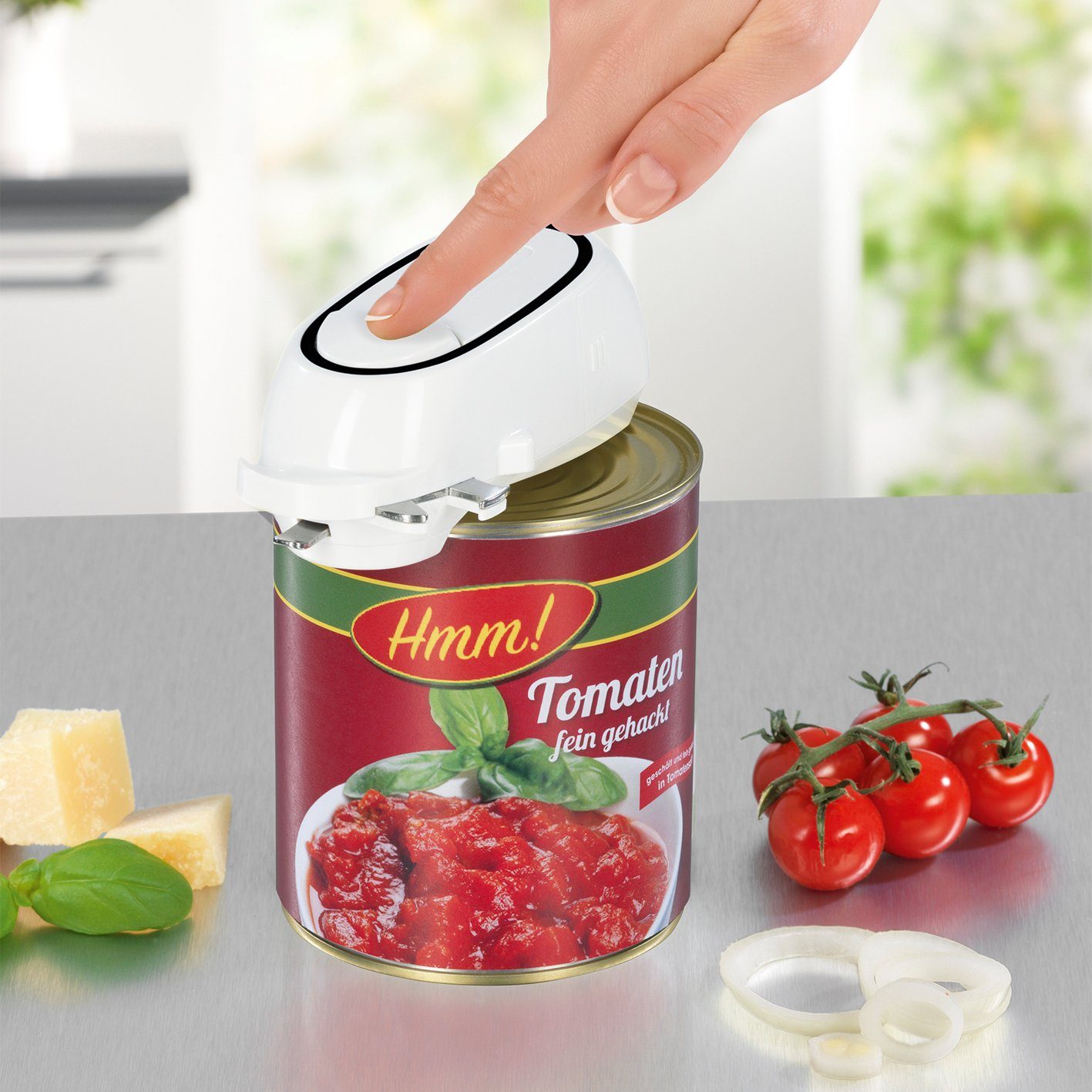 GOURMETmaxx Elektrischer Dosenöffner, One Touch weiß/schwarz