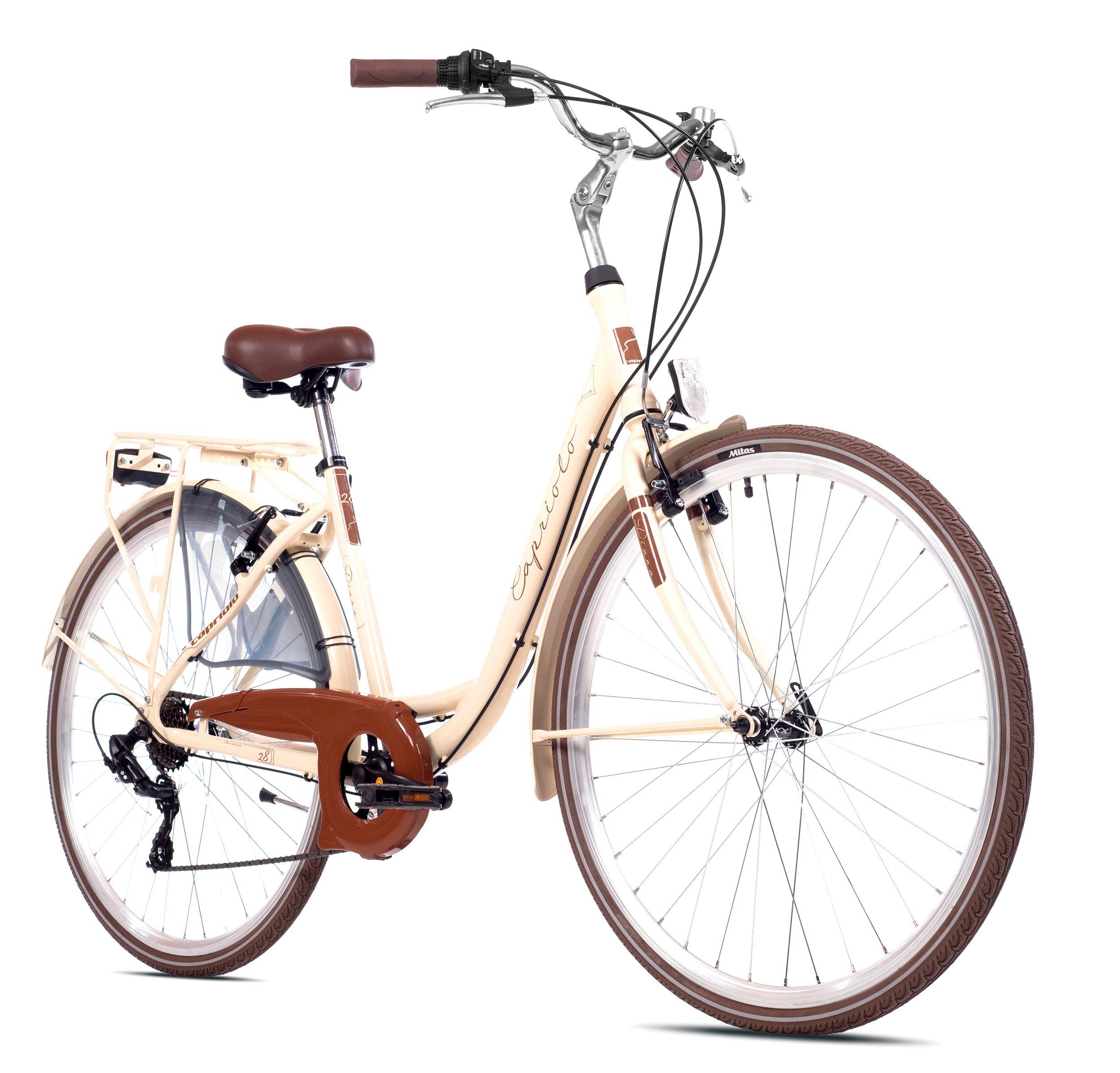breluxx Cityrad »28 Zoll ALU Damenfahrrad Diana S beige, Citybike mit  Gepäckträger + Beleuchtung«, 6 Gang Shimano Tourney Schaltwerk,  Kettenschaltung online kaufen | OTTO