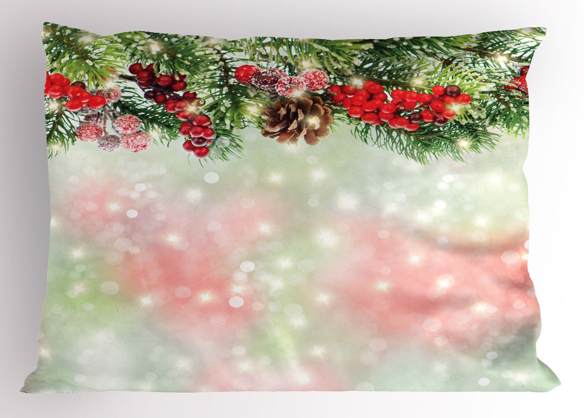 Kissenbezüge Dekorativer Standard King Size Gedruckter Kissenbezug, Abakuhaus (1 Stück), Weihnachten Grüne Zweige Holly