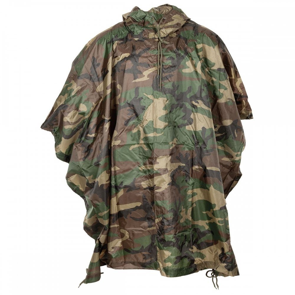 Regenponcho US Poncho, Rip Stop, Mod., woodland, Gr. 144 x 223 cm