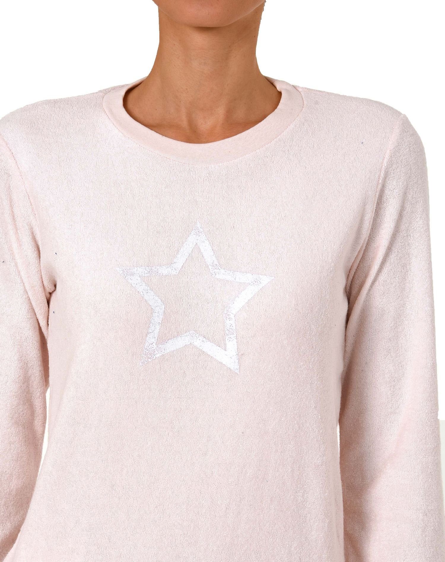 Schlafanzug Sterne Normann + by Pyjama Optik Pyjama mit Damen rose langarm RELAX Frottee Bündchen