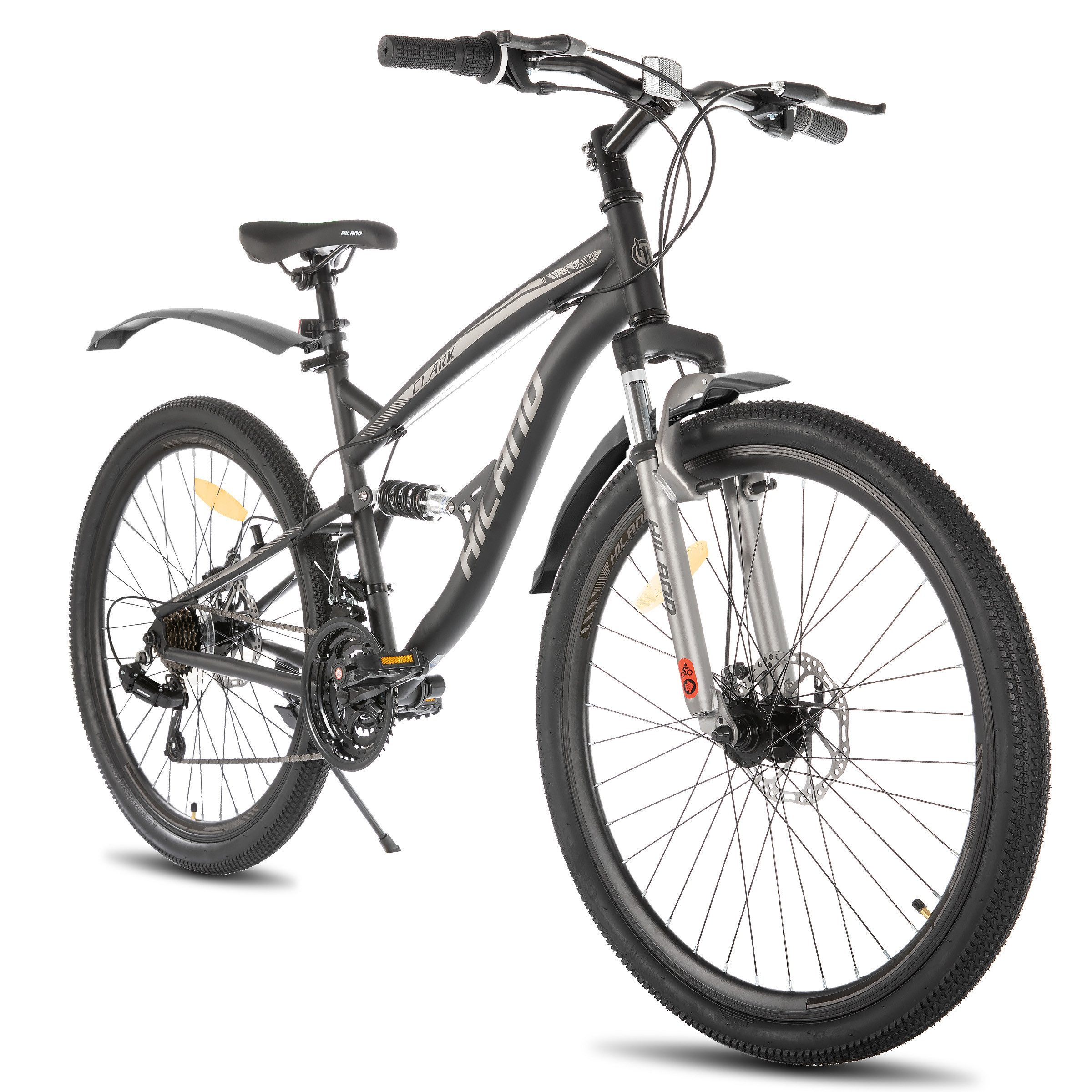 HILAND Mountainbike 26 Zoll Vollfederung Herren Fahrrad für Männer Frauen Student Pendler, Mit Hochwertiger Rahmen, ‎Doppelfederung, 21-Gang-Schaltung, Kotflügel