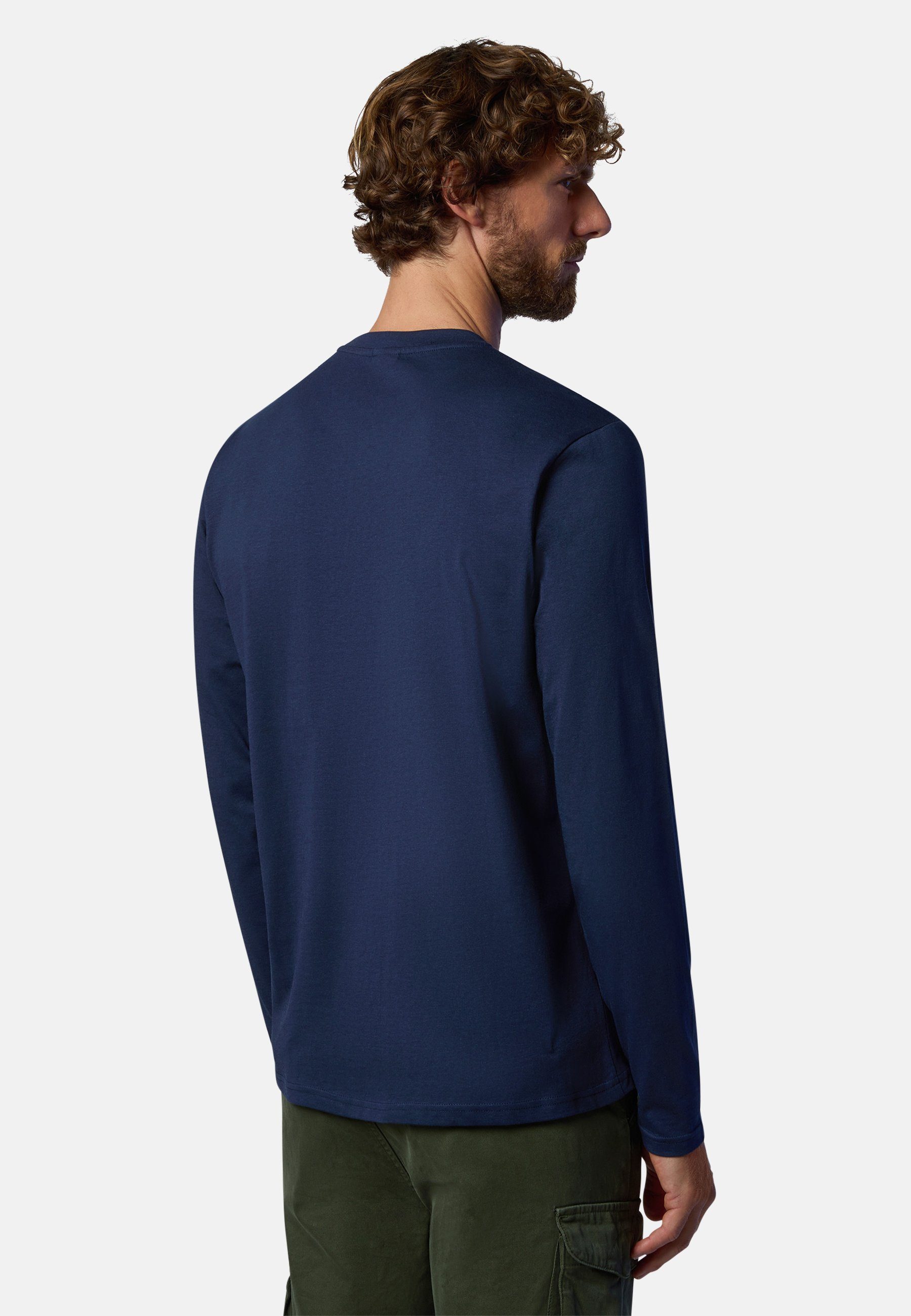 North Sails Logo-Aufnäher mit T-Shirt klassischem mit BLUE Design Langarm-T-Shirt
