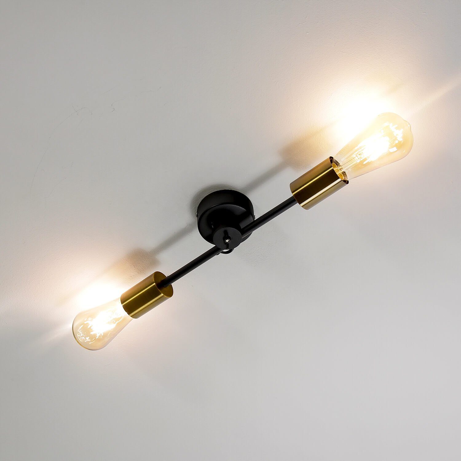 Design Deckenlampe Licht-Erlebnisse RETRO, Schwarz Vintage ohne Deckenleuchte Industrie Metall Leuchtmittel,