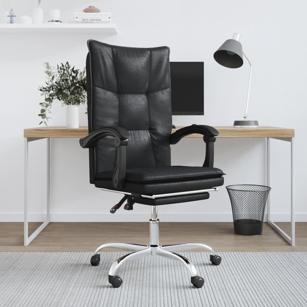 vidaXL Bürostuhl Bürostuhl mit Liegefunktion Schwarz Kunstleder (1 St)