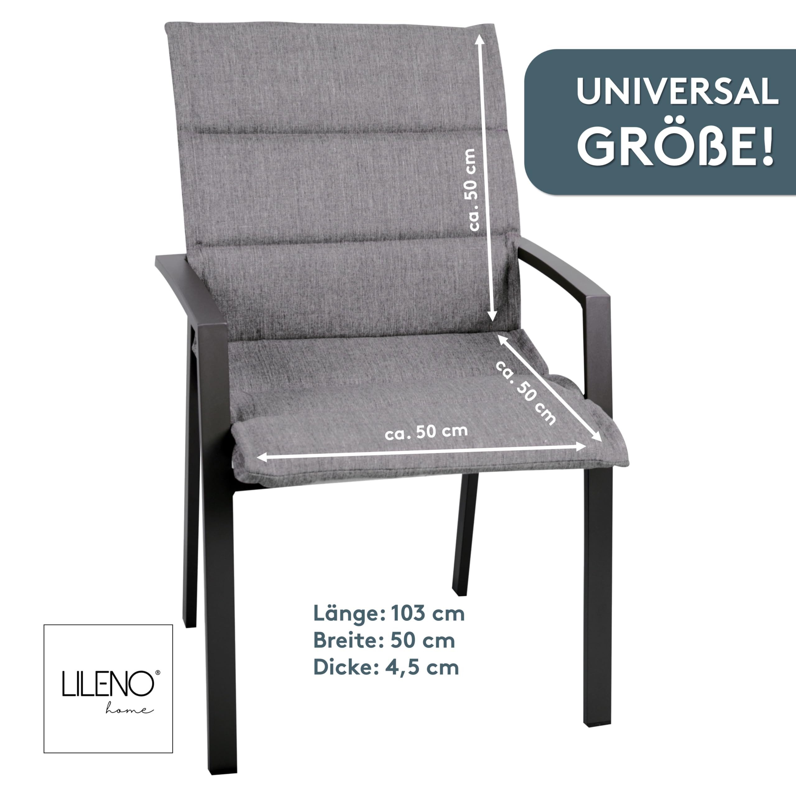 LILENO HOME Polsterauflage Niedriglehner, bequeme Sitzauflage für Gartenmöbel, Stuhlkissen, (2 St., 2er Set), 2er Set Gartenstuhl Auflagen in Grau, wasserabweisende Sitzpolster