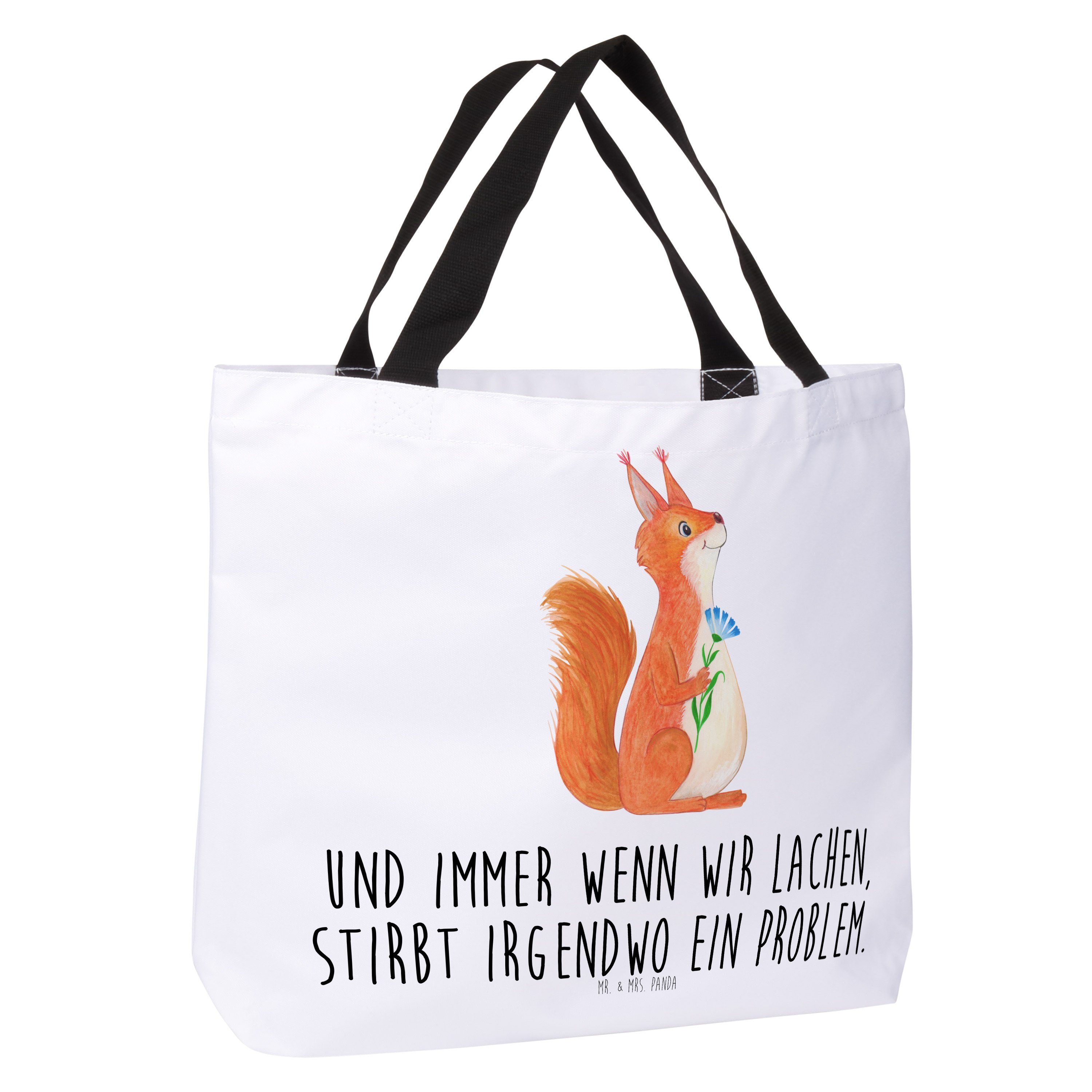 Mrs. Motiv - Weiß (1-tlg) Schultasche, - & Geschenk, Blume Eichhörnchen Panda Tragebeutel, Mr. Shopper