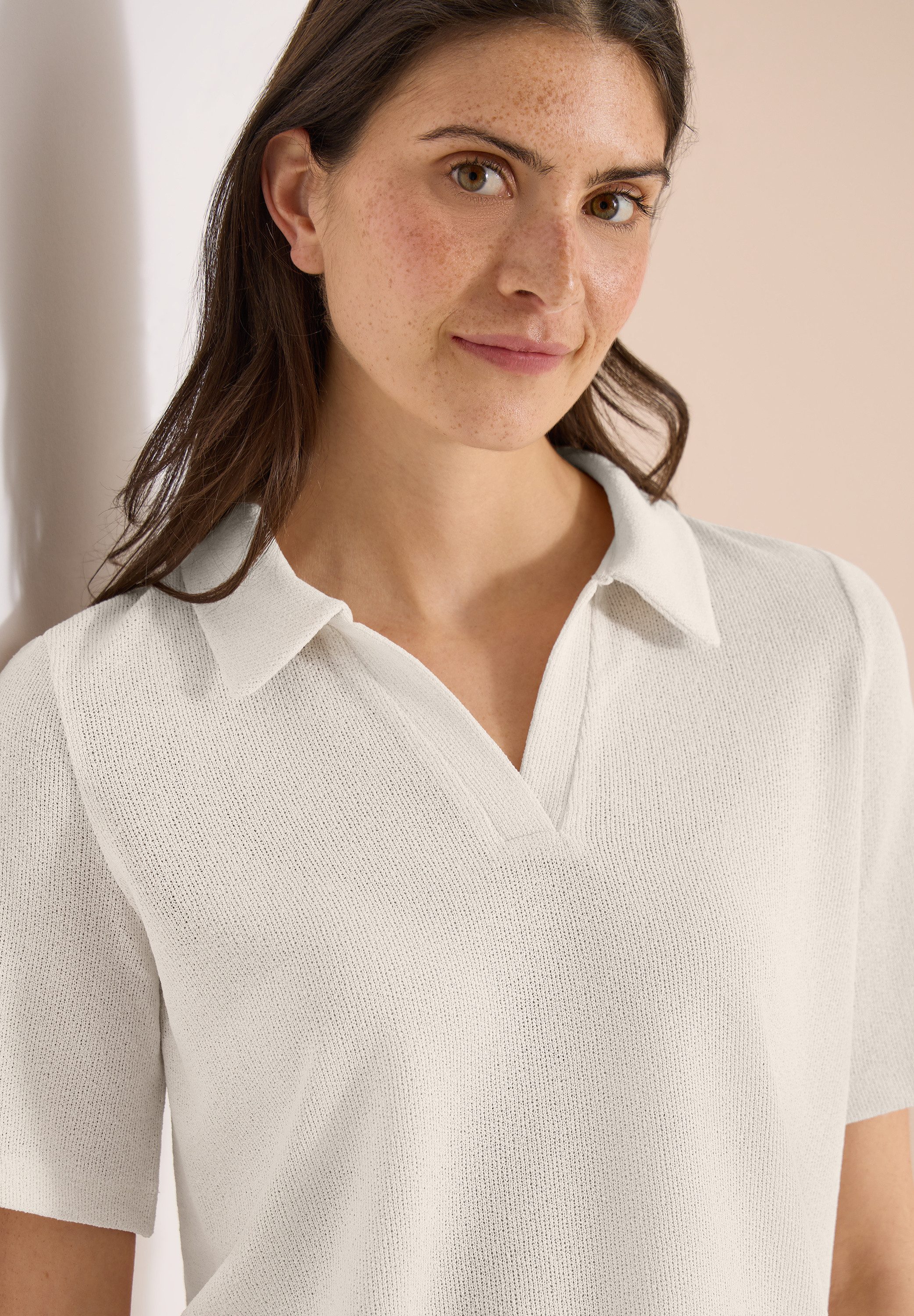 CECIL Poloshirt Strick-Look Shirt in Unifarben