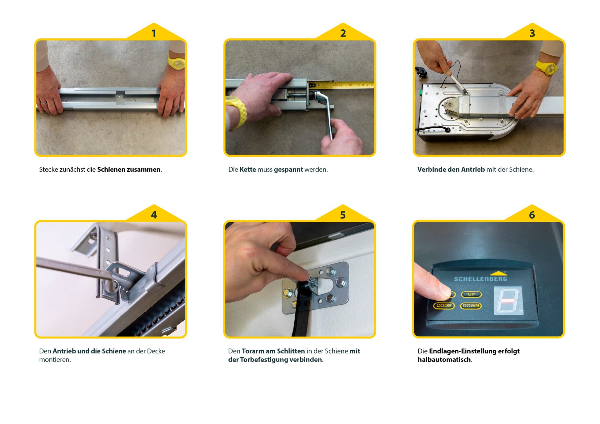 SCHELLENBERG Garagentorantrieb Powerlift 1000 N, max. Torfläche 16 m², Zugkraft 1000 N, inkl. 2x 4-Kanal Handsender und Sonnenblendenclip