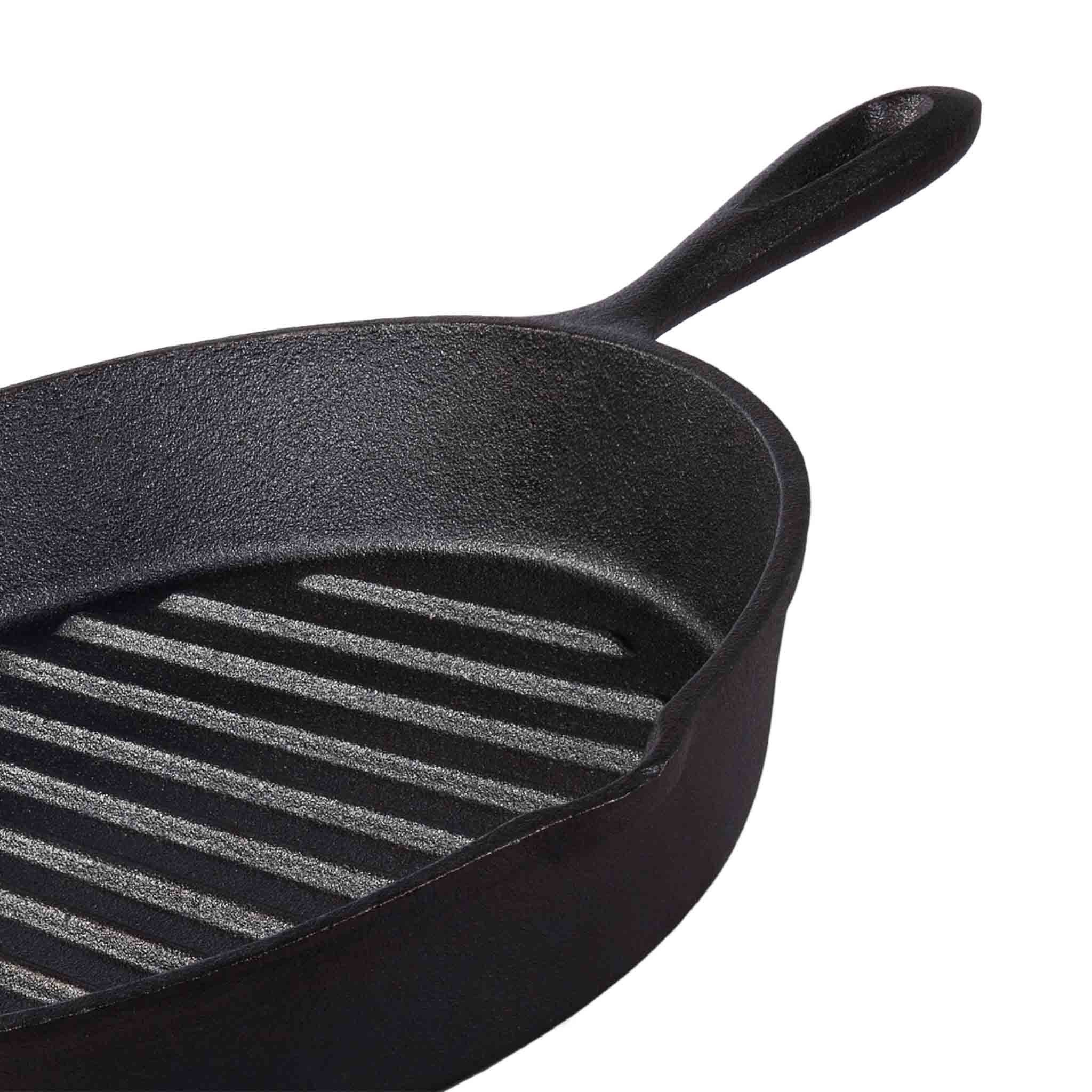 Tramontina Grillpfanne BLACK Gusseisen, optimale Wärmeleitung, markante Röststreifen, Gusseisen (1-tlg), für Induktion, Grill, BBQ, Pre-Seasoned