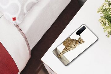 MuchoWow Handyhülle Leopard - Tiere - Weißer Hintergrund - Kinder - Jungen - Mädchen, Phone Case, Handyhülle OnePlus Nord CE 5G, Silikon, Schutzhülle