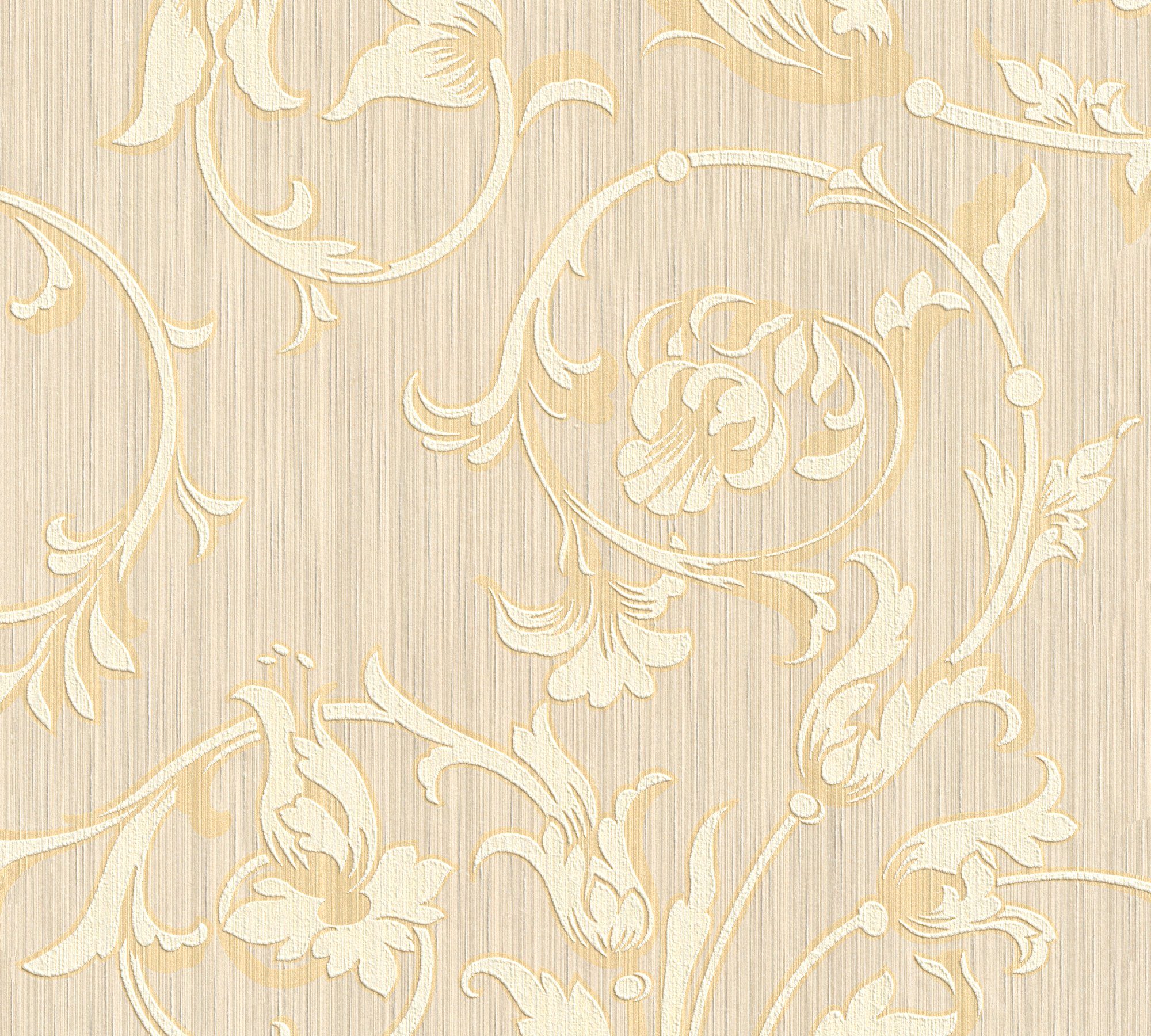 Architects Paper Textiltapete Tessuto, samtig, floral, Blumen Barock, creme/gold/beige Floral Tapete