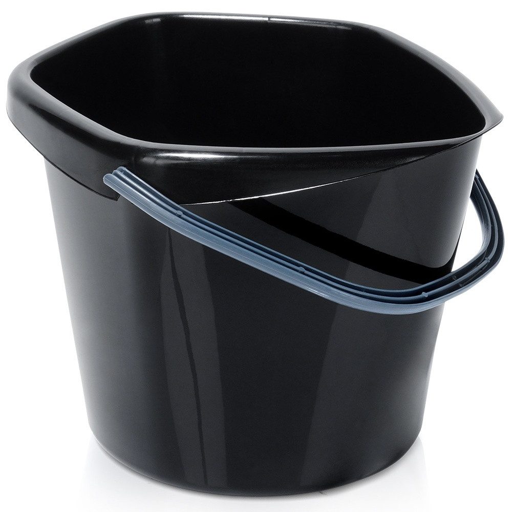 Vilde Putzeimer In Schwarz aus Kunststoff mit Ausgießer für den Haushalt 5L, (1-tlg), mit grauem Griff für Gartenarbeiten