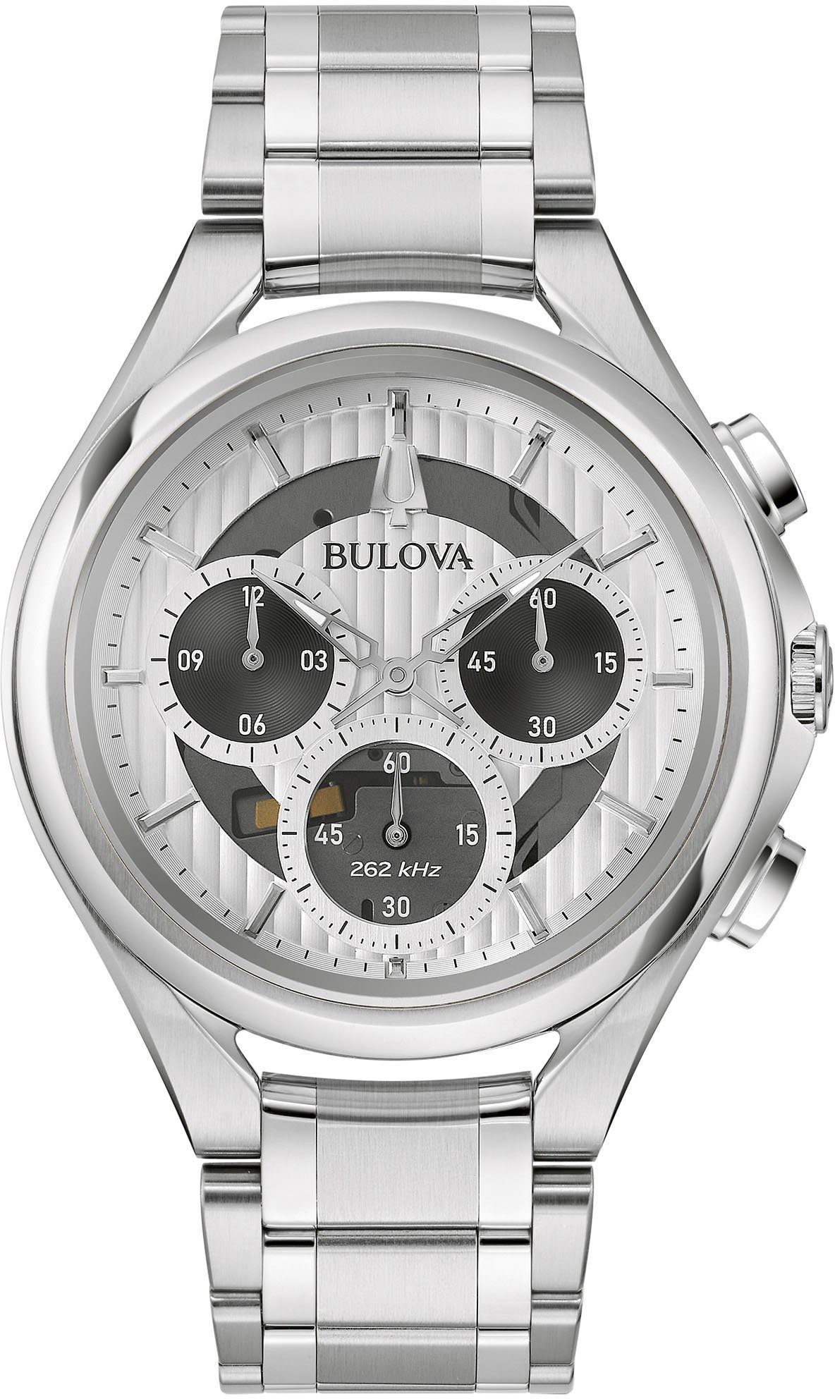 Bulova Chronograph 96A301, mm 44 Edelstahlgehäuse, ca. Ø silberfarben IP-beschichtet