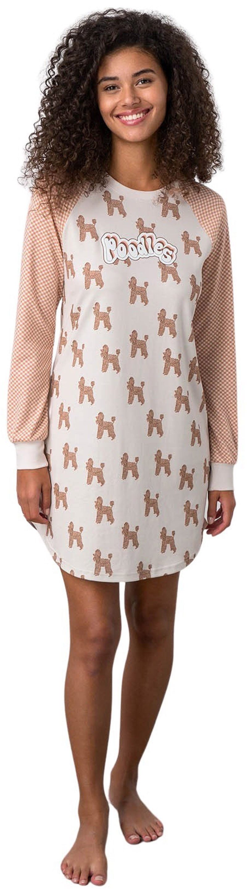 Vamp Nachthemd (Set, 1-tlg., 1-teilig) Damen Sleepshirt 90cm lang Baumwolle Langarm