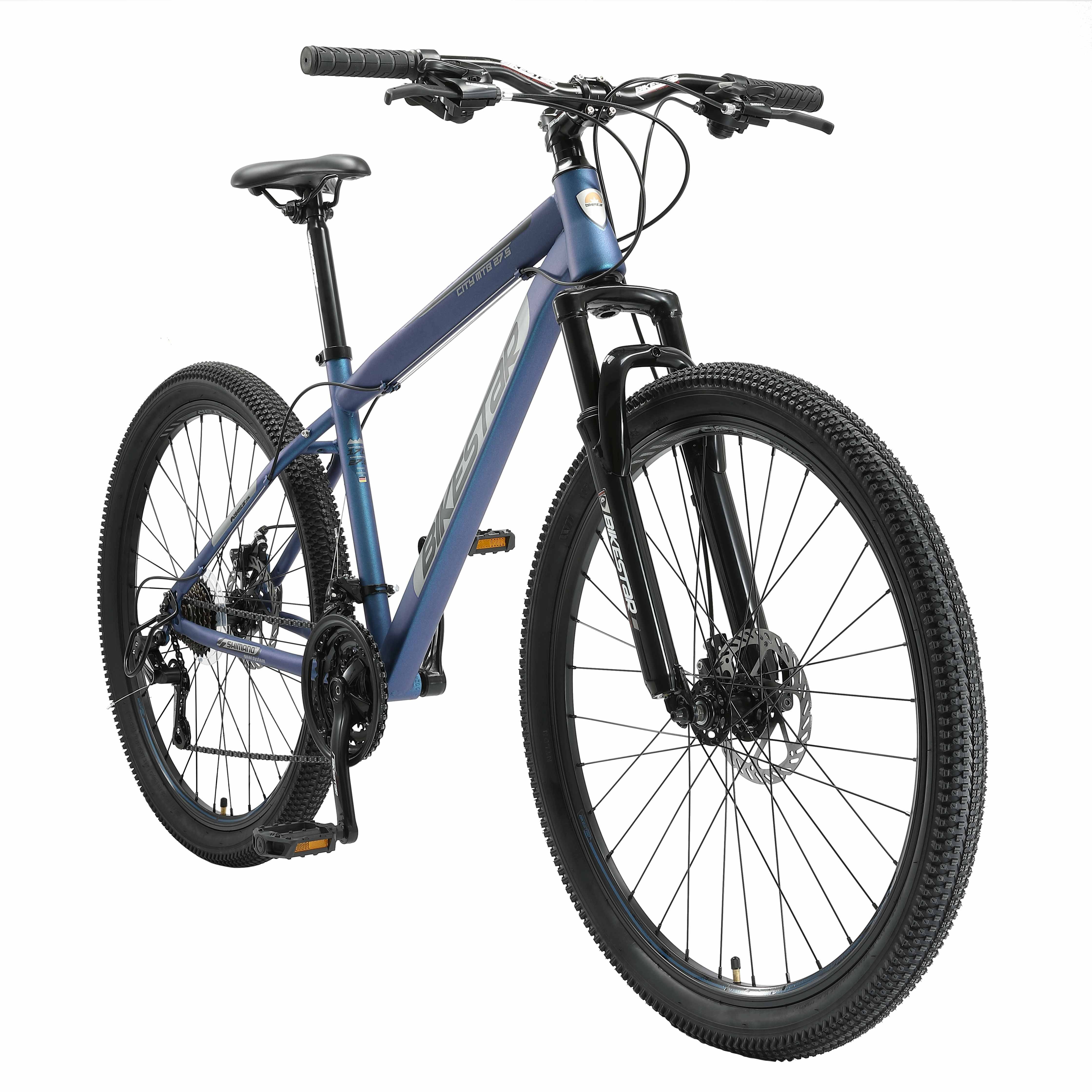 Bikestar Mountainbike 27.5 Reifen Rahmen, Zoll 27.5 Kettenschaltung, Schaltwerk, Zoll 17 Zoll Tourney 21 Shimano RD-TY300 Gang