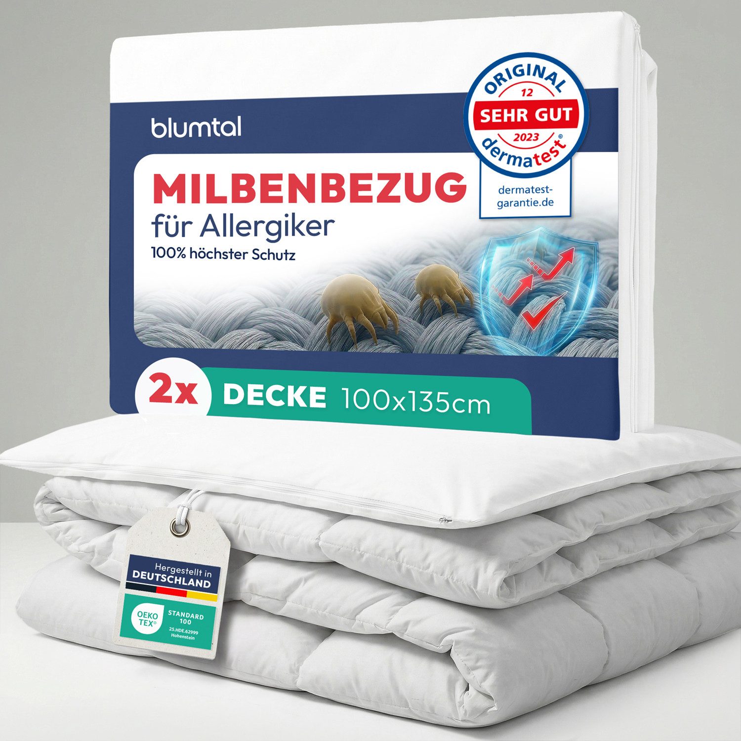 Encasing Premium Milbenbezug Bettdecke- DERMATEST geprüfte Evolon Qualität Blumtal, Oeko-TEX zert. Mikrofilament-Textil Evolon