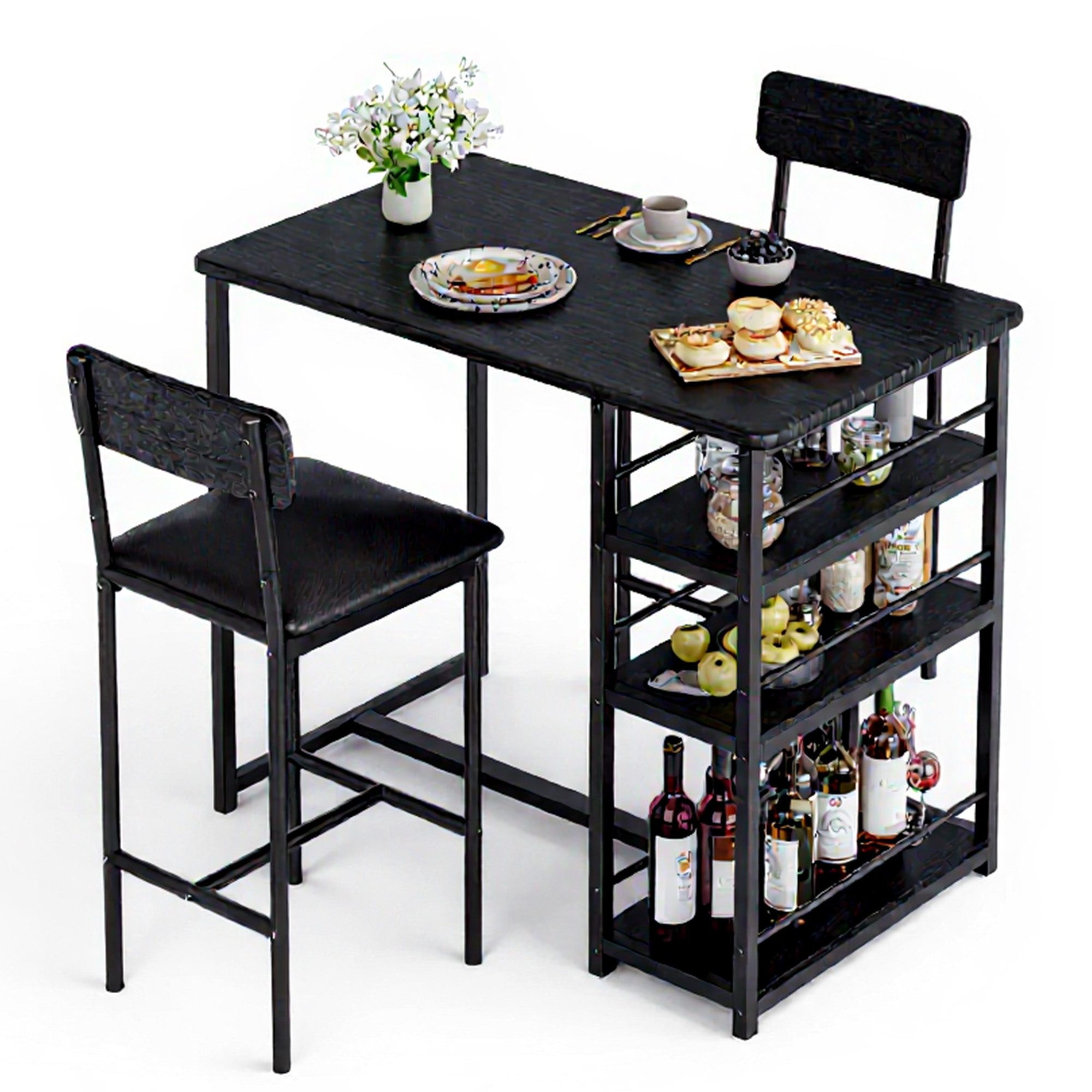 GarveeMore Essgruppe Ktichen Tisch mit 2 Stühlen für Küche & Esszimmer, Bar günstig online kaufen