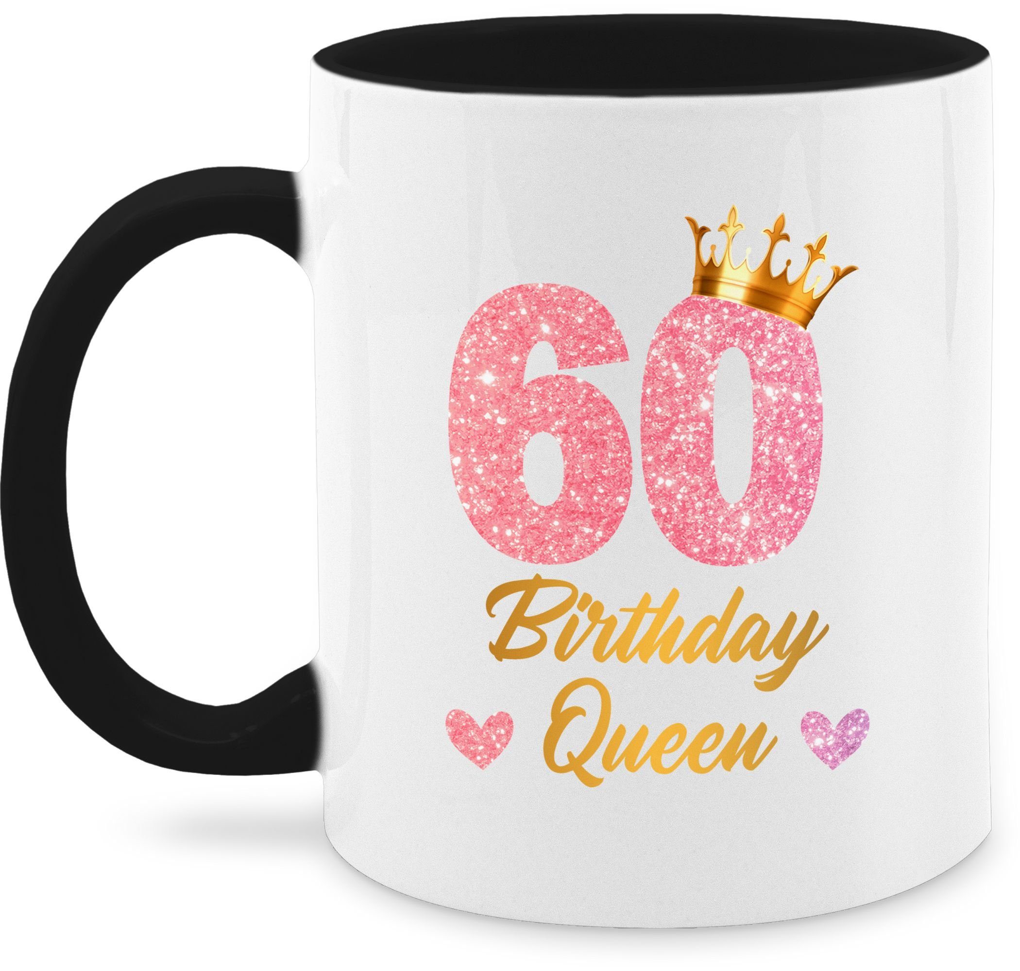 Shirtracer Tasse 60 Birthday Queen Geburtstags Königin Geburtstagsgeschenk 60, Keramik, 60. Geburtstag Tasse 2 Schwarz