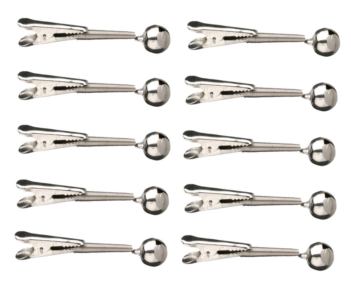 MIKADO Total Fishing Bissanzeiger Angelglocken 10St. Einfach oder Doppelt Frosch Krokodil Clip, (Spar-Set, 10-St), Befestigung an der Rute mit Metallklammern
