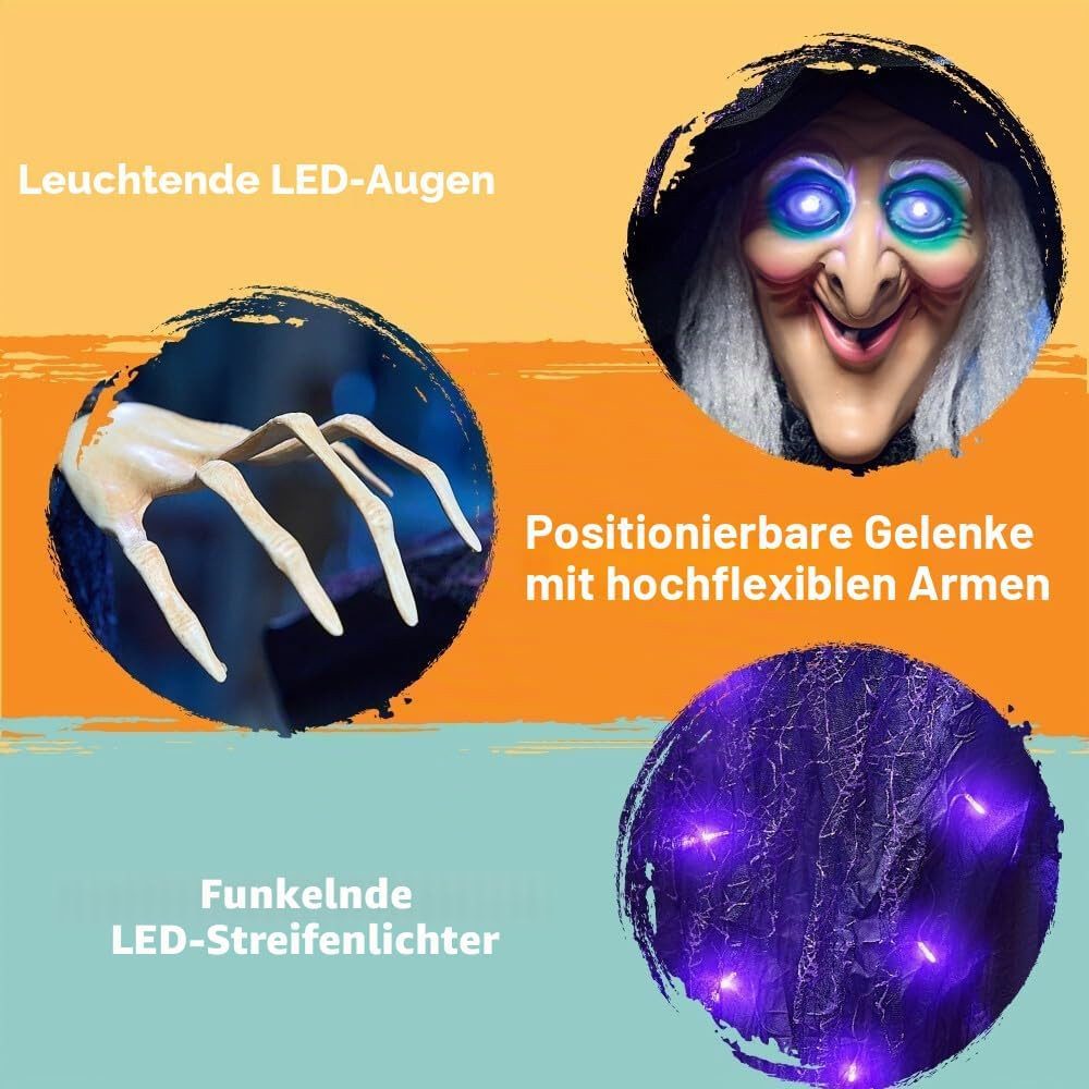 JOYIN Hängedekoration JOYIN 182 cm Hängegeist Halloween Deko mit leuchtenden Augen – Bild 3 von 5