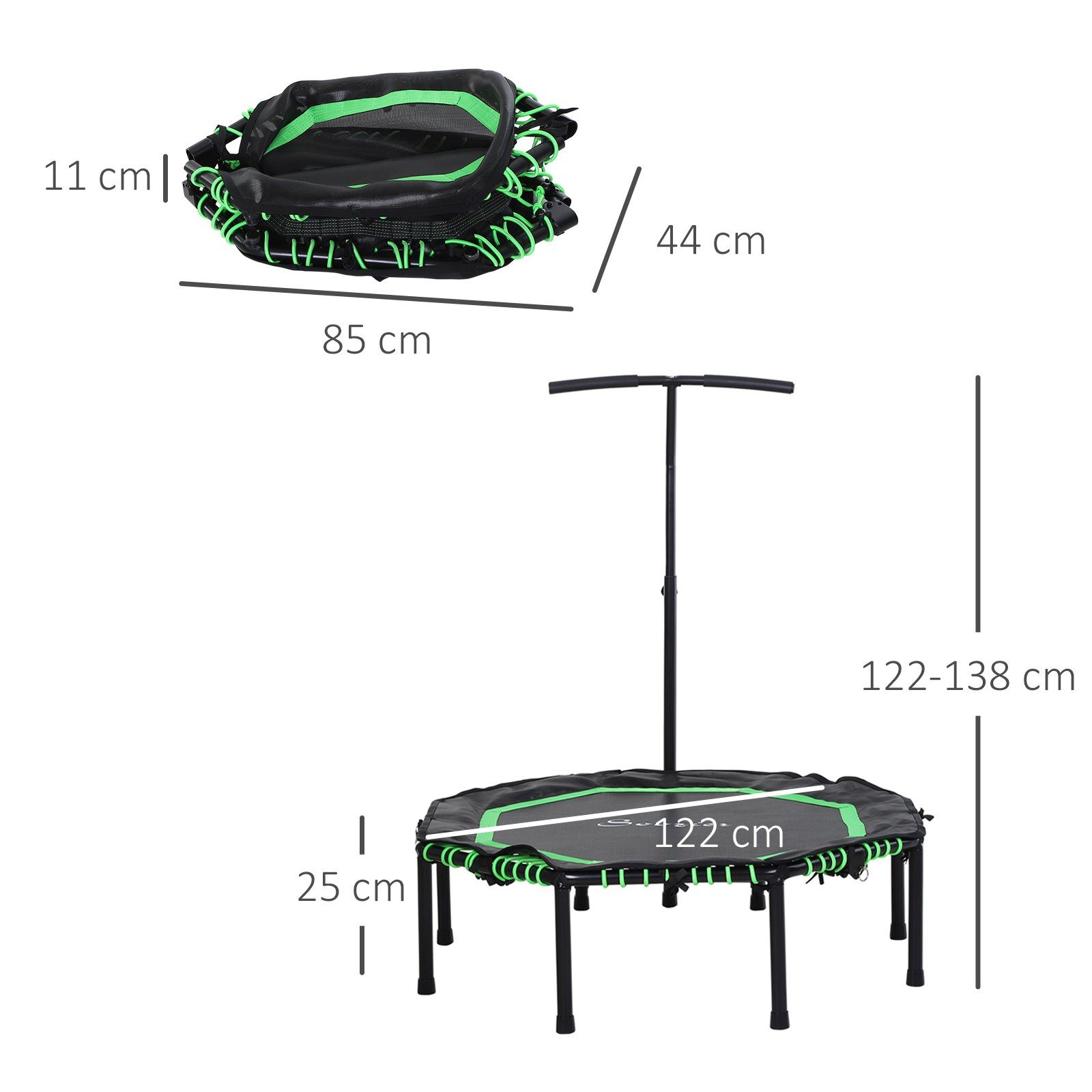 Fitness-Trampolin, 1 Fitness-Trampolin; 1, 122 1 cm, Ø Montageanleitung) (Set, HOMCOM Fitnesstrampolin x x