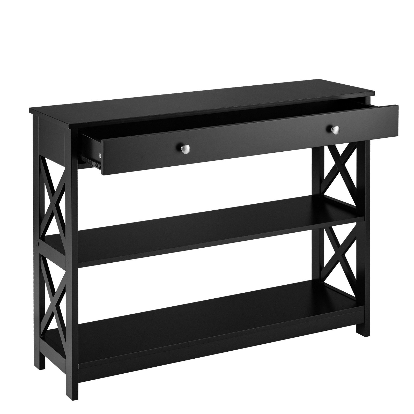 COSTWAY Konsolentisch, 3 Ebenen mit Schublade, Holz, 100 x 30 x 80 cm günstig online kaufen