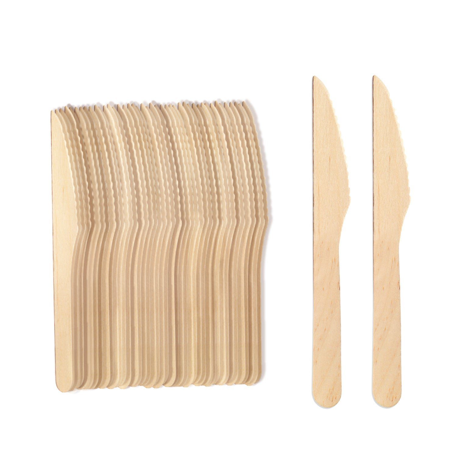 wisefood Einwegbesteck-Set Holzmesser - 16,5cm, natur (100-tlg), Holz