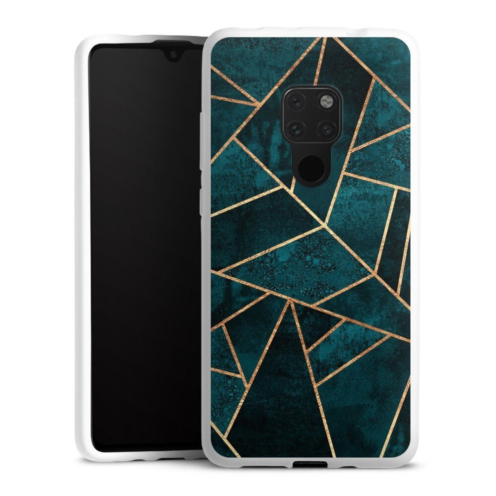 DeinDesign Handyhülle Stein Gold & Kupfer Elisabeth Fredriksson Deep Teal Stone Gold Print, Huawei Mate 20 Silikon Hülle Bumper Case Handy Schutzhülle