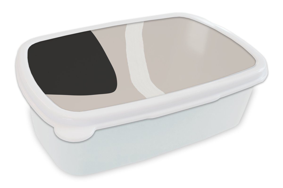 MuchoWow Lunchbox Pastell - Minimalismus - Formen, Kunststoff, (2-tlg), Brotbox für Kinder und Erwachsene, Brotdose, für Jungs und Mädchen weiß