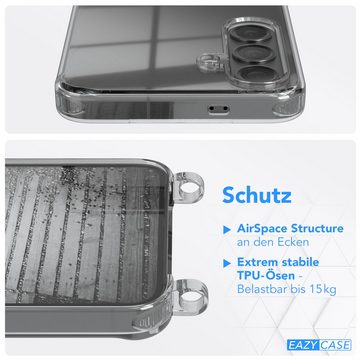 EAZY CASE Handykette Handyband mit Magsafe für Samsung Galaxy S24 6,2 Zoll, Slimcover mit Umhängeband Case Handytasche Clear Backcover Schwarz