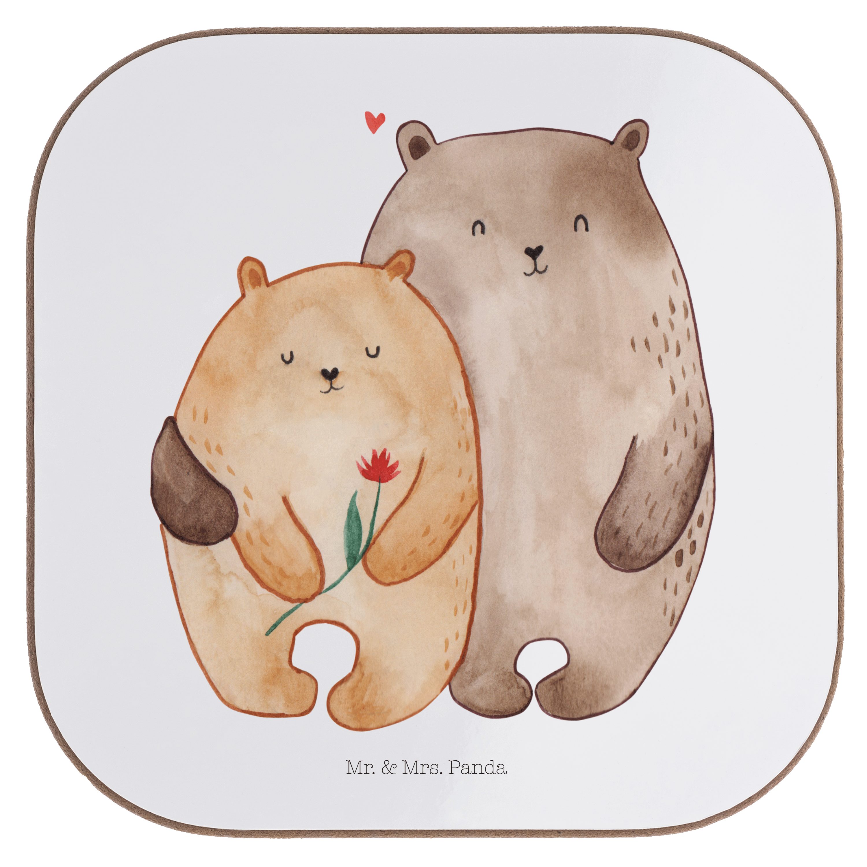Mr. & Mrs. Weiß - Bären Umarmung, Liebe Panda Geschenk, - Umarmen, Getränkeuntersetzer Getränkeuntersetzer, 1-tlg