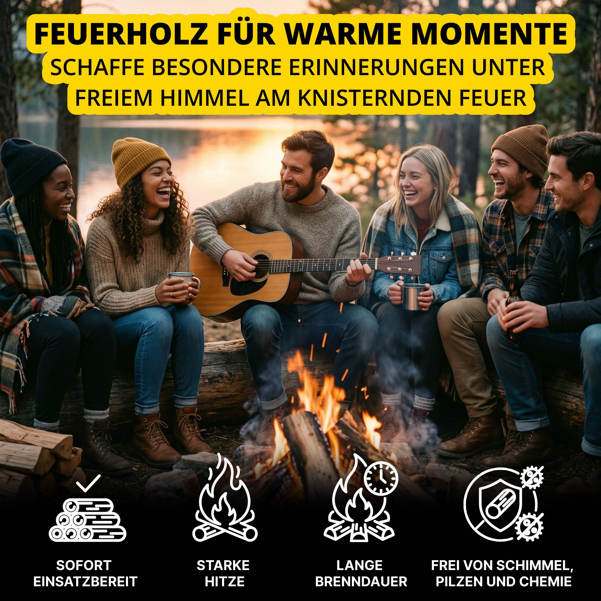 Neandertaler Feuer Kaminholz Brennholz Hartholz Raummeter Box Palette Holz RM Feuerholz Räucherholz, 500 kg – Bild 4 von 5