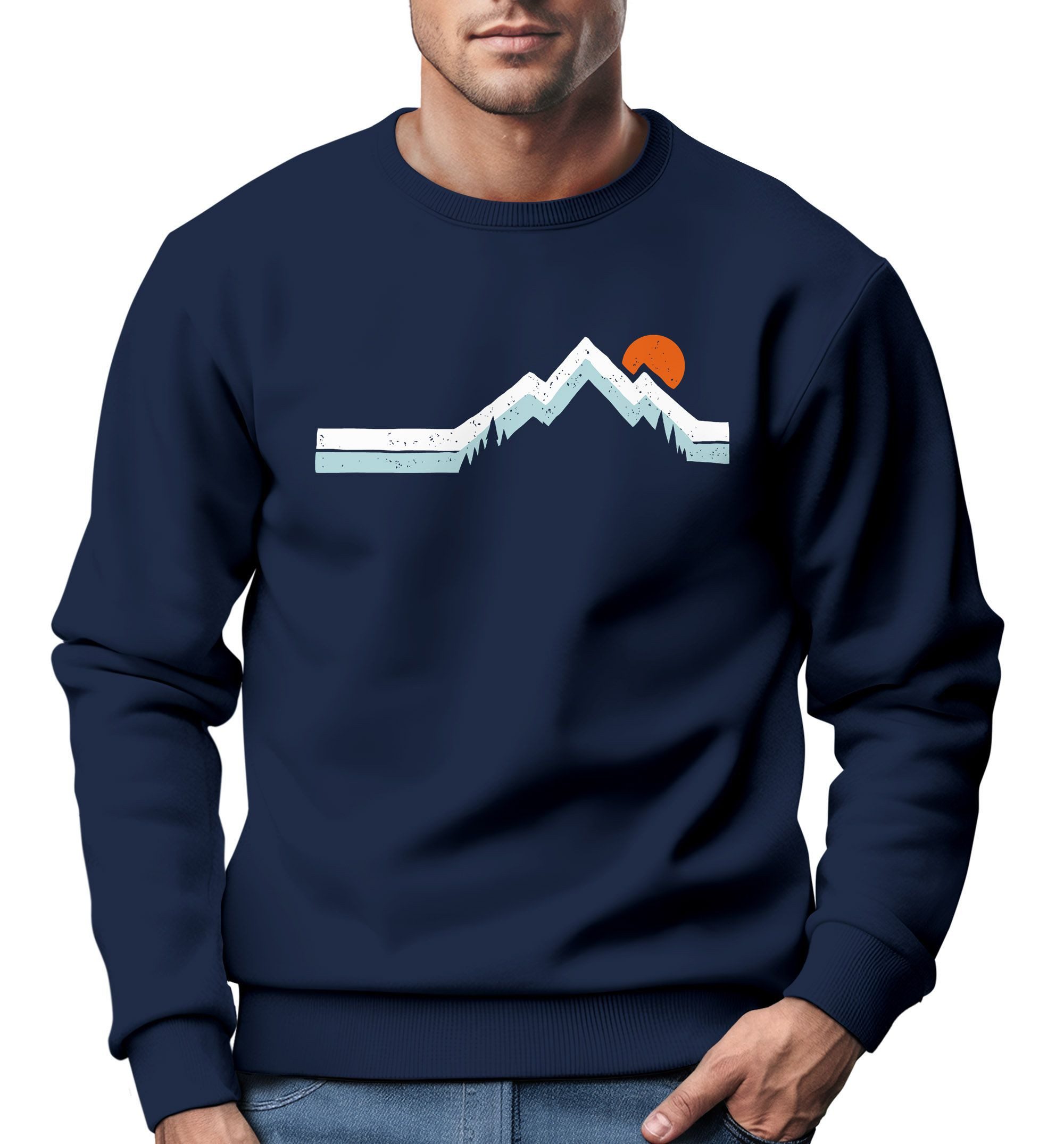 Sweatshirt Sweatshirt Herren Berg Wandern Natur Outdoor Aufdruck Print