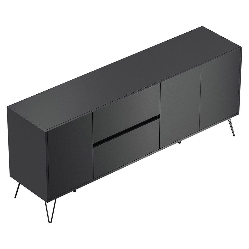 Lomadox Sideboard INDIANAPOLIS-02, 177cm breit, graphit, grifflos
