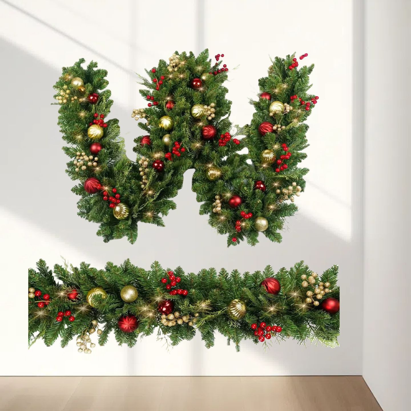 Kunstkranz Weihnachtsgirlande, Tannengirlande, Künstliche Weihnachtskranz, Coonoor, Weihnachtsdeko Girlande für Türen, Bögen, Treppen,Kamin, Haustür – Bild 4 von 5