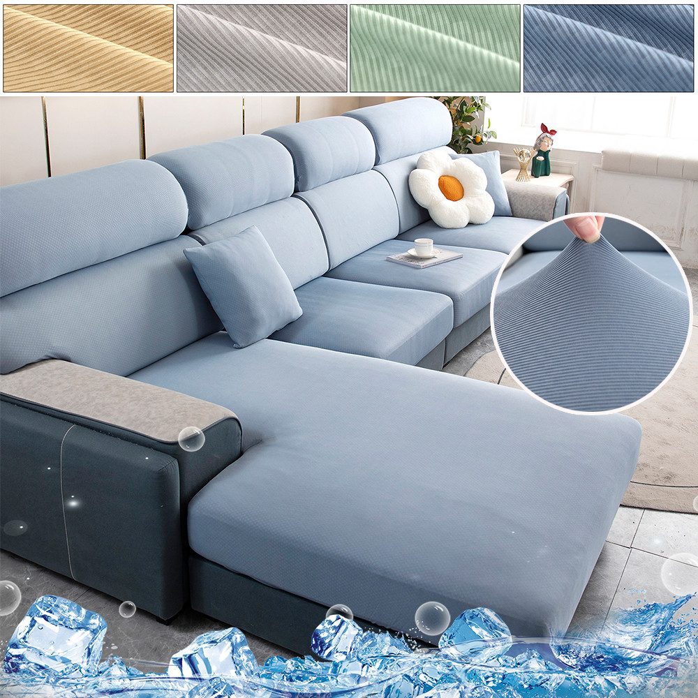 Jibenhome Sofahusse Sofa überzug 3 Sitzer, Sitzkissenbezug für Couch Stretch, Sofa Cover, Sofabezug 1/2 Sitzer, Couch bezüge Summer Kühlung Elastischer Husse